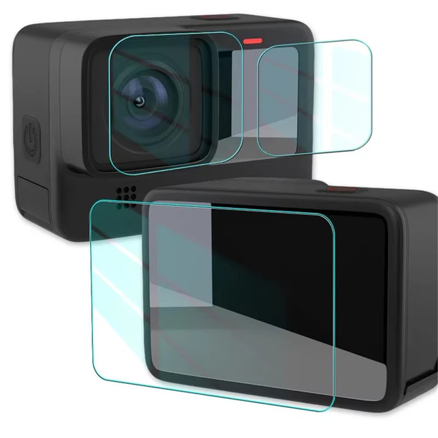 LCD + Lens + Small Display Film 2.5D 9H Anti-Bubble Tempered Glass Screen Protector for GoPro Hero 13 12 11 10 9 8 Camera