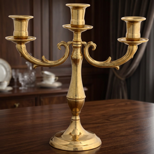 Handmade 3 Branch Candle <b>Holder</b> In Golden Luxury Candle <b>Holder</b> for Home and Hotel Decoration Fancy <b>Candlestick</b> <b>Holder</b> - Product Image 6