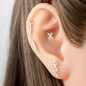 Boucles d'oreilles en titane G23 ASTM F136, bijoux en titane, <span class=keywords><strong>piercing</strong></span>, cœur en or, serpent, croix, dos plat, cartilage, labret, anneau <span class=keywords><strong>de</strong></span> <span class=keywords><strong>l</strong></span>èvre - Product Image 5
