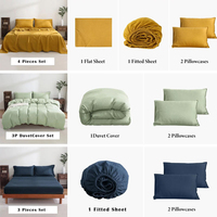 Ensemble de draps plats 4 pièces en lin 100% sur mesure, moderne, écologique, 300 fils, anti-acariens, antibactérien (taille King) pour hôtel