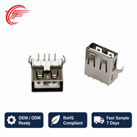 Connecteur USB 2.0 Type A Femelle Double Empilement Direct Usine 4 Broches DIP Laiton PBT Blanc 30V 1A 30 Milliohms 1500 Cycles