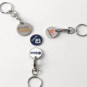 Customize Retail Fashion Logos Keychain Multi Euro Trolley Coin Stainless Steel Trolly <b>Key</b> <b>Rings</b> Crystal With Chain - Product Image 6