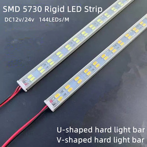 Tira de LED Rígida SMD 5730 DC12v/24v <span class=keywords><strong>Doble</strong></span> Fila 144 LEDs/M Barra de Luz Rígida en Forma de <span class=keywords><strong>V</strong></span>/U Longitud Arbitraria de 10CM a 100CM - Product Image 1