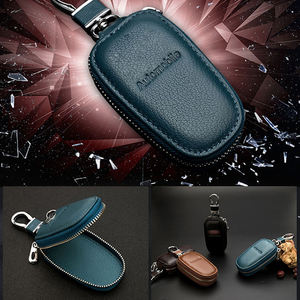 Housse de Clé de Voiture Personnalisée avec Logo 3D, Étui en Cuir à Fermeture Éclair, <span class=keywords><strong>Porte</strong></span>-clés, Pochette ou Portefeuille pour Tous Accessoires de Voiture - Product Image 3