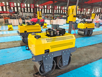 Rouleau Vibratoire à Double Tambour Honda GX270 6.3kW Haute Efficacité, Compacteur de Sol pour Travaux Routiers avec Pompe et Moteur