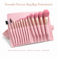 Ensemble de pinceaux de maquillage professionnels JLY avec manches roses et poils en nylon doux, incontournable pour le maquillage, logo personnalisé disponible