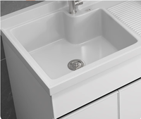 Meuble de rangement pour linge en aluminium alvéolaire avec lavabo intégré pour balcon et salle de bain, et bac à linge à tambour