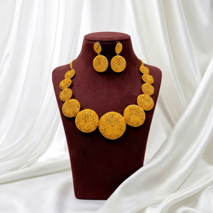 Gold Plated Resin Bohemia Diamond <b>Necklace</b> and Earring Set Women's Party Wedding Engagement Jewelry Gift Fashion <b>Statement</b> Piece - Product Image 1