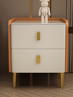 Mesita de Noche de Madera Maciza y Piedra Sinterizada, Gabinete de Almacenamiento Azul Marino Moderno Minimalista de Lujo Italiano para Dormitorio