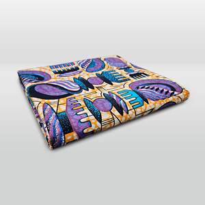 Kain Cetak Lilin Afrika 100% Katun, Bahan Ankara Geometris Abstrak Kuning Ungu untuk Taplak Meja, Kerajinan DIY & Dekorasi Rumah