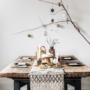 Chemin de table en coton tissé bleu/noir/rouge à motifs géométriques modernes de luxe pour la maison, l'hôtel ou le mariage - Product Image 2