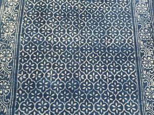 Handmade Indigo Cotton Dhurrie Rug <b>Block</b> Print Carpet Bohemian Floor Rug Home Decor - Product Image 6
