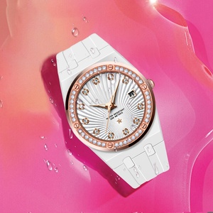 Montre à quartz unisexe de luxe tendance 2024, alliage serti de diamants, étanche, cadran à aiguilles, logo personnalisé, bracelet en caoutchouc - Product Image 4