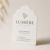Cartes de visite découpées sur mesure, forme arquée, texture premium pour un branding créatif, OEM