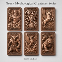 Barre commémorative en cuivre fin .999 de 1 oz, série mythologie grecque, avec relief 3D personnalisé de Poséidon et Méduse, pour collection de luxe