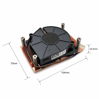 Ventilateur de refroidissement CPU en cuivre 1U à profil bas, 95W TDP, 4 broches PWM, à ailettes cannelées pour AMD AM4 Ryzen 5 5600X, refroidissement par air pour serveur