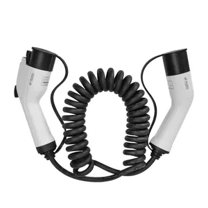 Factory outlet best price EVSE EV charging cable 32A 250V Mode3-Type1 to Type2 spiral connectors 5m length 2 years warranty