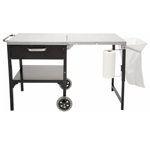 Table de cuisson extérieure pliable en acier inoxydable avec roues 48x24" Flame Tamer Eco-Friendly - Moderne et multifonctionnelle - Product Image 1