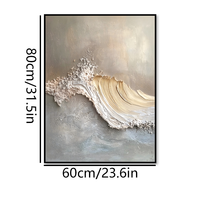 Peinture à l'huile 3D à texture ondulée peinte à la main, art mural abstrait en acrylique épais avec feuille d'or pour la décoration du salon