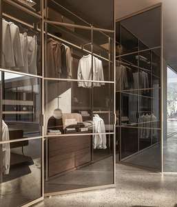 Meubles de chambre italiens organisateurs de placards suspendus systèmes de placards modernes armoire murale compte-gouttes en verre minimaliste armoire - Product Image 3