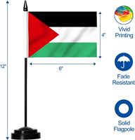 Personnalisé même jour expédition petit Mini 4 ''X 6'' Palestine 15x10 cm Table palestinienne drapeau de bureau avec supports et dessus de lance doré