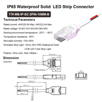 Conector de PCB de 2 Pines de 8mm y 10mm sin Soldadura, Conector de Tira LED de Silicona Sólida para Exteriores, para Alimentación, Venta al por Mayor de Fábrica