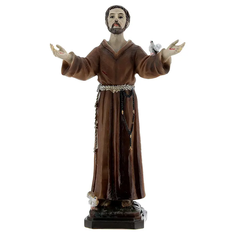 Заводская оптовая продажа католические религиозные статуи Статуэтка из смолы Св. Франциска из Ассизи статуя церкви