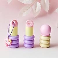 Tube à gloss à lèvres vide de 3 ml, mignon et rond, avec bouchon à vis et pinceau, pour emballage cosmétique, tube d'huile à lèvres personnalisé