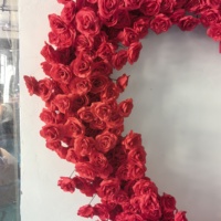 Mur floral en soie fait main, imperméable et écologique, avec roses rouges, pour mariage, fêtes, Nouvel An, Noël, Thanksgiving – Cadeau