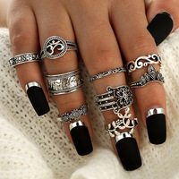 Set di Anelli Punk Trendy Hip Hop in Argento Thailandese Retrò 2021, Croce Cuore di Corvo Aperta, Personalizzati e Semplici per Coppie Uomo e Donna