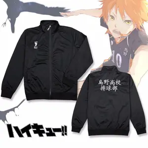 Anime Haikyuu Cosplay ceket Haikyuu siyah spor Karasuno lise voleybol kulübü üniforma kostümleri ceket