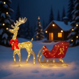 Decoración Navideña de Alce Db, 74x20x120cm, con Luces LED, para Interiores y Exteriores, Estilo Tradicional - Product Image 2