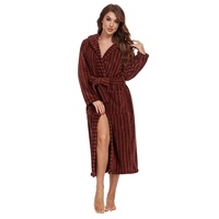 Robe de chambre en polaire rayée pour femme, livraison gratuite, idéale pour l'hôtel, grande taille