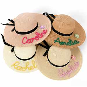 Personalised Bridal Party <b>Hat</b>, Custom Name Wide Brim Sun <b>Hat</b>, <b>Wedding</b> Bridesmaids Accessories, Summer Beach Cap - Product Image 1