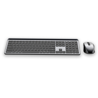 Combo Clavier et Souris Sans Fil 2.4G-BT Ultra Mince Pleine Taille avec Clavier Numérique à Ciseaux, Support Téléphone et DPI Réglable 1600