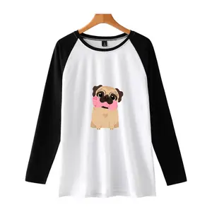 Fitspi Wholesale Factory Direct Sales Dog Print Raglan Long Sleeve T Shirt Customized Dropshipping Shirt Supplier From China