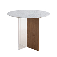 Moderner, schlichter Designer-Couchtisch aus Acryl mit Holz- und Acrylbeinen für Wohnzimmer und Schlafzimmer – Inklusive für Wohnmöbel