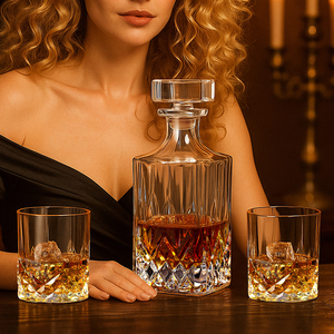 Decanter per Whisky con Tappo in Vetro 25 oz 750ml Trasparente Senza Piombo Cristallo per Liquori Alcolici Vino Brandy Bourbon - Product Image 1