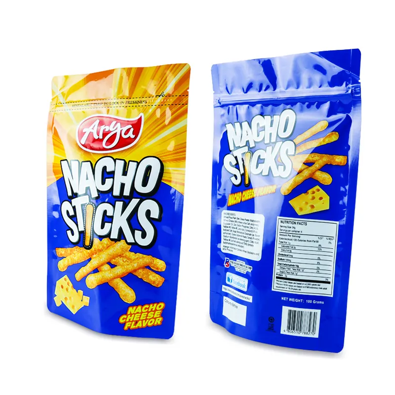 BLN OEM металлизированная печать влагостойкая упаковка для пищевых закусок Nacho фишки стоячие пластиковые упаковочные пакеты
