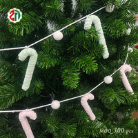 Personnalisé fait à la main multicolore coloré en peluche mignon canne en bonbon guirlande arbre de noël suspendu ornement pour noël fête fête décor