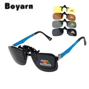 BOYARN Ultra Light Clip On Sunglasses Polarized Sun Glasses 3 Size Driving Night Vision Lenses Anti-UVA Shades For Women Men
