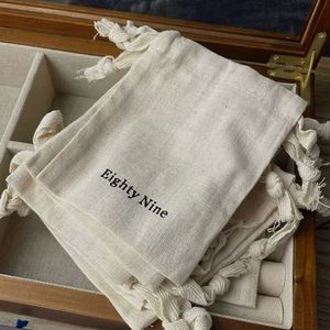 New Design 100%Cotton Natural <b>Pouch</b> Custom Herringbone Small Cotton Muslin <b>Drawstring</b> Bag Beige Organic Cotton Jewelry <b>Pouch</b> - Product Image 6