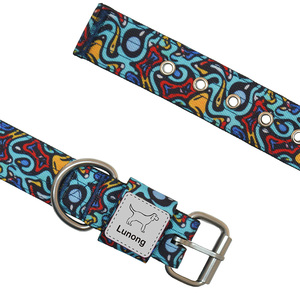 Graffiti Custom <b>Dog</b> <b>Collar</b> Nylon Ribbons Luxury Fashion Metal Buckle Hardware Logo Color Printing High Quality Craft Lunong - Product Image 5