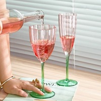 Verre à vin vintage, coupe à champagne, gobelet à pied rétro de luxe à motif floral dégradé, verre à vin esthétique pour usage quotidien à la maison