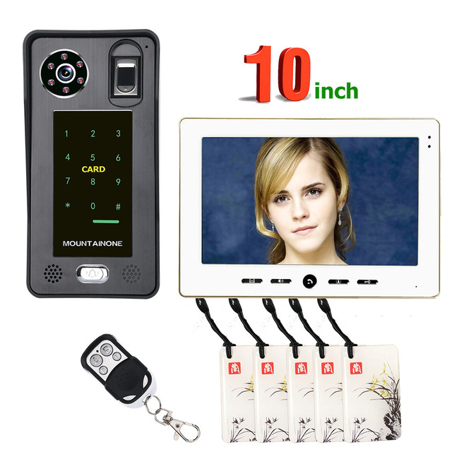 Wholesale 10inch Screen Fingerprint IC Card Video Door Phone Intercom Doorbell With Night Vision CCTV Security Camera