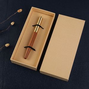 Custom Logo Luxury Personalised Gold Brass Bamboo Wood Turning Gel Pens Kits Woodturning With Paper Box - Product Image 3