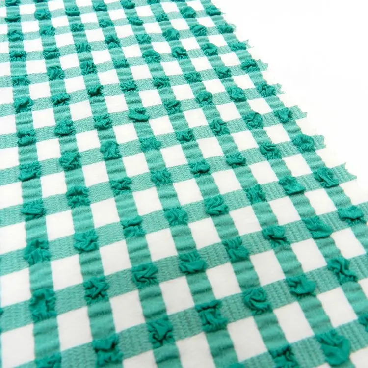 New-style gingham tecido têxteis eco trama de malha personalizado design tecido jacquard nylon para banho e roupas esportivas