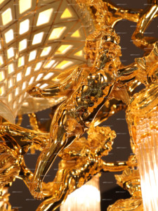 Lámpara Colgante <span class=keywords><strong>de</strong></span> Lujo para Decoración <span class=keywords><strong>de</strong></span> Mansiones con Fundición a <span class=keywords><strong>la</strong></span> <span class=keywords><strong>Cera</strong></span> Perdida en Latón, 19 Estatuas <span class=keywords><strong>de</strong></span> Ángeles y Detalles en Cerámica y Vidrio - Product Image 3