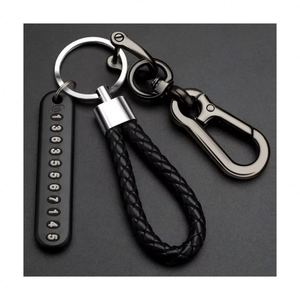 Colgante DIY de cuerda trenzada con placa de número de teléfono móvil para llaves de coche, para hombres y mujeres, accesorio para llavero, regalo - Product Image 1