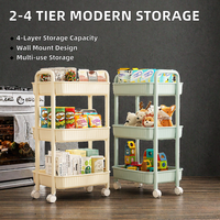 Chariot de rangement mural multifonctionnel Xingyou moderne à 4 niveaux, non pliable, en plastique, pour cuisine